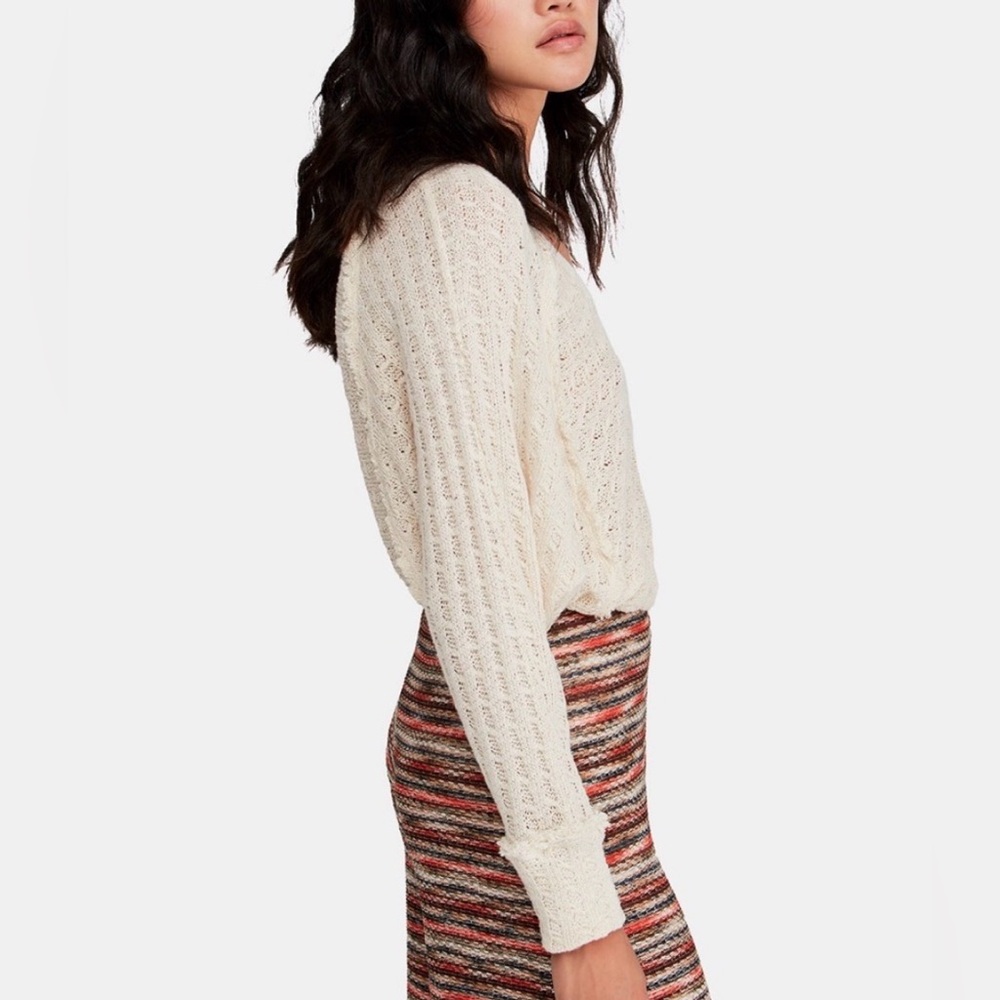 NWT Free People Textured knit Beige Sweater Top